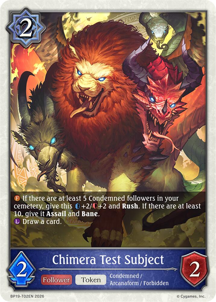 Chimera Test Subject (BP19: Eightfold Retribution) — Shadowverse: Evolve card
