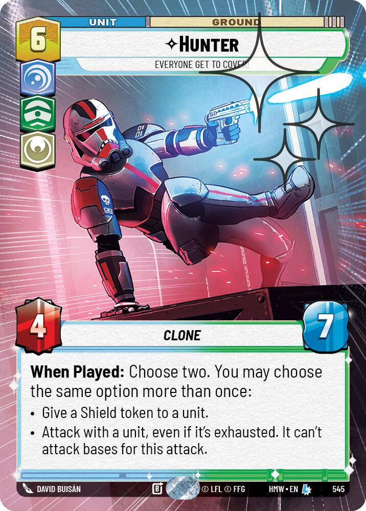 Hunter - Everyone Get to Cover! (Hyperspace Foil) – Homeworlds #545 Star Wars: Unlimited card