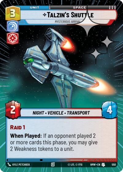 Talzin's Shuttle - Mysterious Arrival (Hyperspace Foil) – Homeworlds #550 Star Wars: Unlimited card