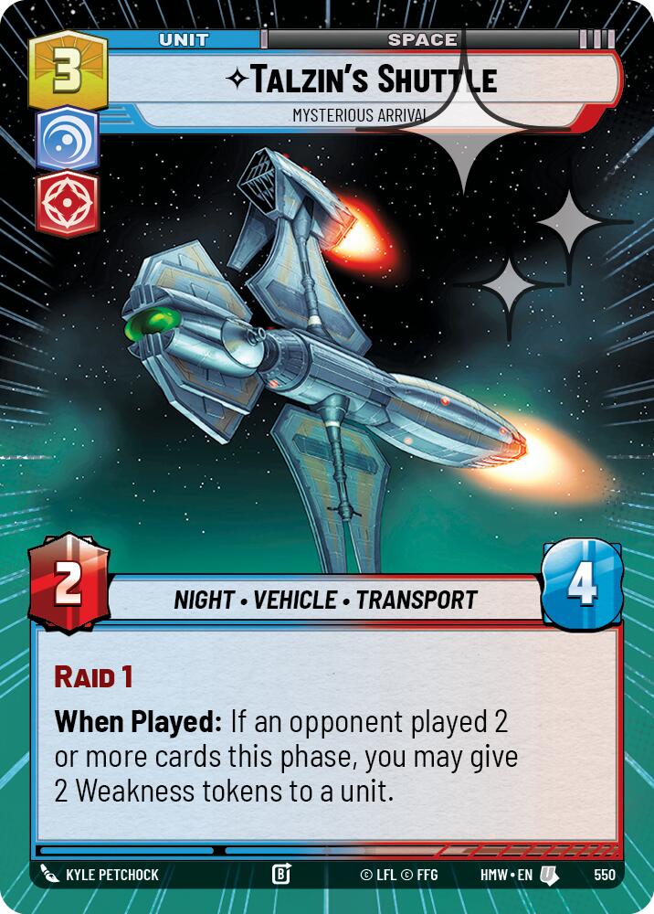 Talzin's Shuttle - Mysterious Arrival (Hyperspace Foil) – Homeworlds #550 Star Wars: Unlimited card
