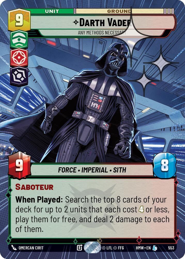 Darth Vader - Any Methods Necessary (Hyperspace Foil) – Homeworlds #553 Star Wars: Unlimited card