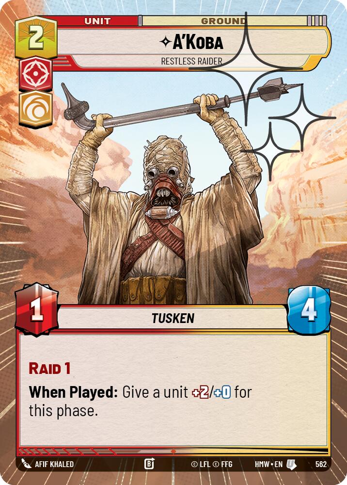A'Koba - Restless Raider (Hyperspace Foil) – Homeworlds #562 Star Wars: Unlimited card