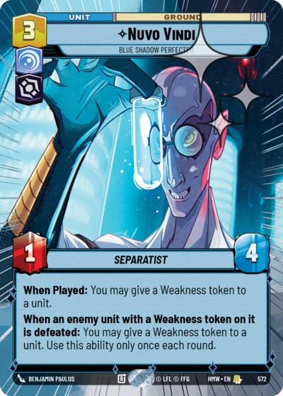 Nuvo Vindi - Blue Shadow Perfected (Hyperspace Foil) – Homeworlds #572 Star Wars: Unlimited card
