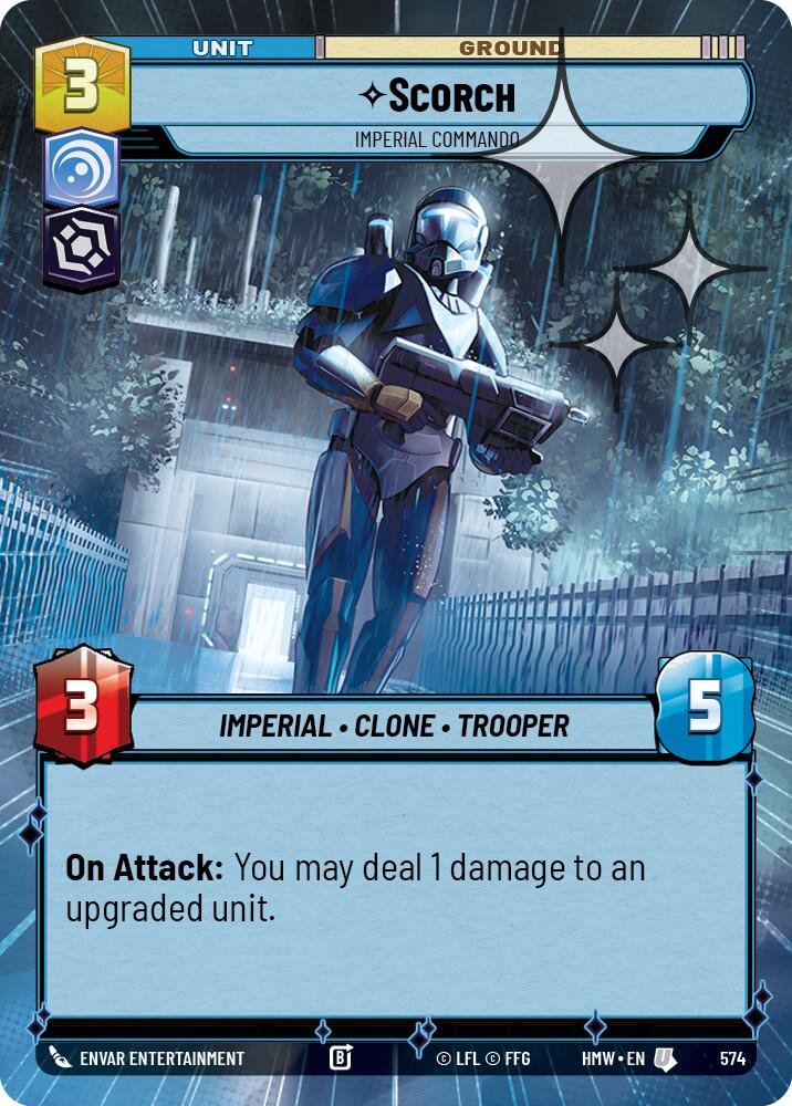 Scorch - Imperial Commando (Hyperspace Foil) – Homeworlds #574 Star Wars: Unlimited card