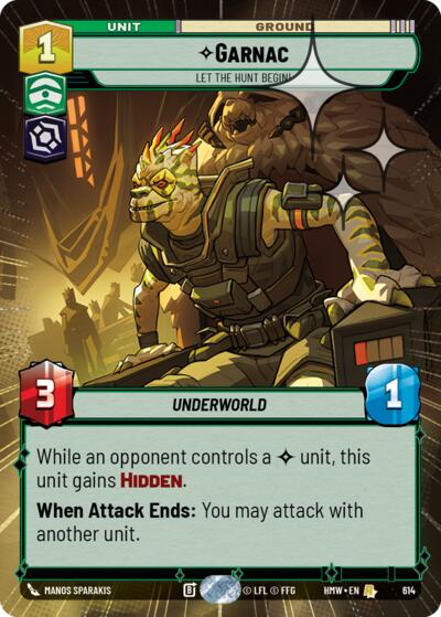 Garnac - Let the Hunt Begin! (Hyperspace Foil) – Homeworlds #614 Star Wars: Unlimited card