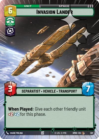 Invasion Lander (Hyperspace Foil) – Homeworlds #621 Star Wars: Unlimited card