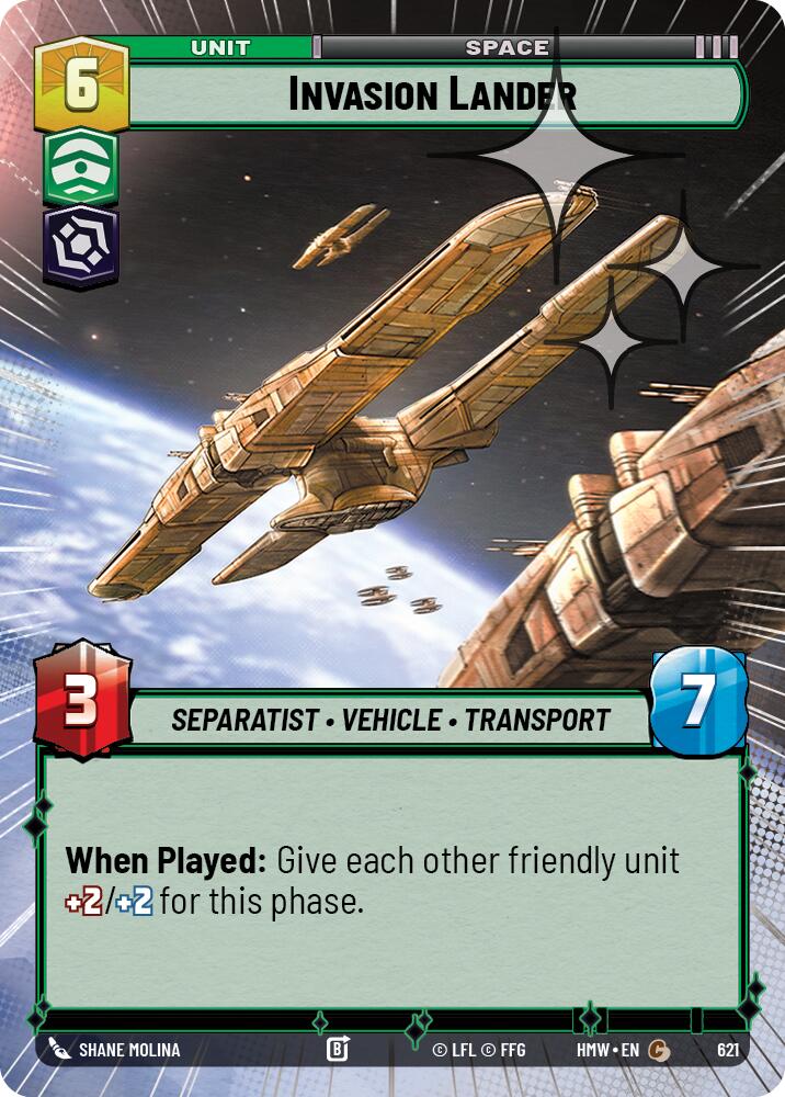 Invasion Lander (Hyperspace Foil) – Homeworlds #621 Star Wars: Unlimited card