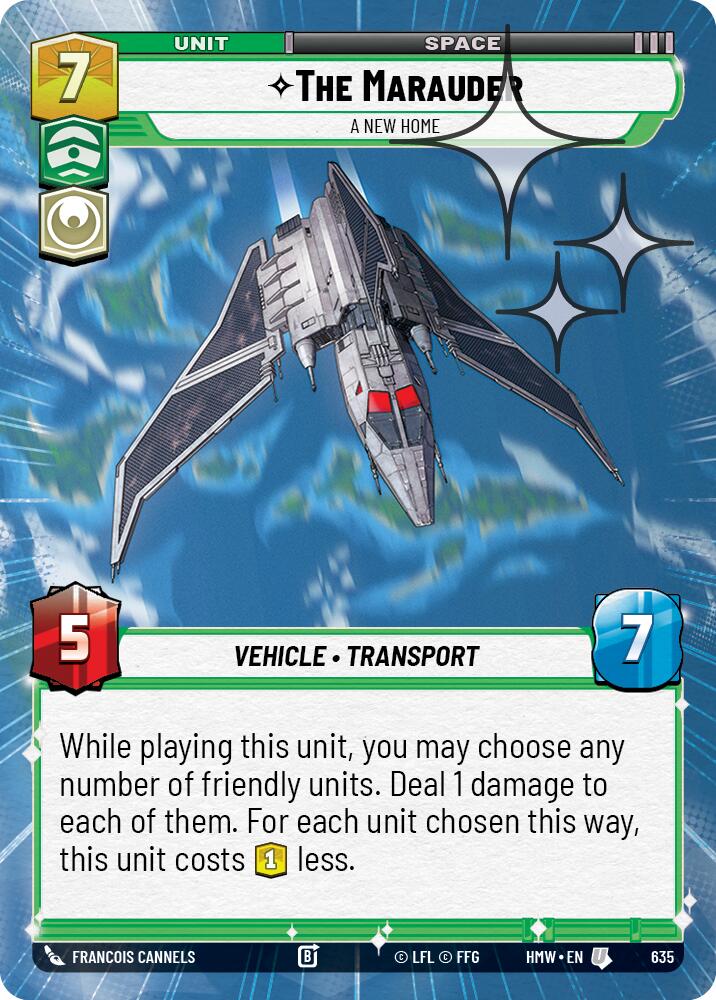 The Marauder - A New Home (Hyperspace Foil) – Homeworlds #635 Star Wars: Unlimited card