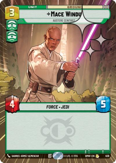 Mace Windu - Austere Centrist (Hyperspace Foil) – Homeworlds #638 Star Wars: Unlimited card