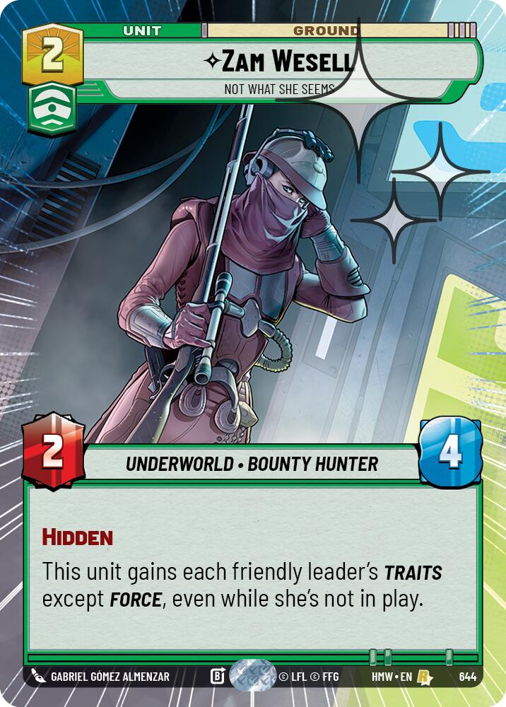 Zam Wesell - Not What She Seems (Hyperspace Foil) – Homeworlds #644 Star Wars: Unlimited card