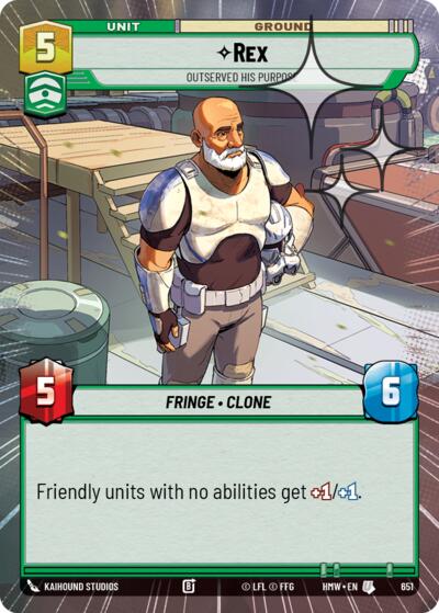 Rex - Outserved His Purpose (Hyperspace Foil) – Homeworlds #651 Star Wars: Unlimited card