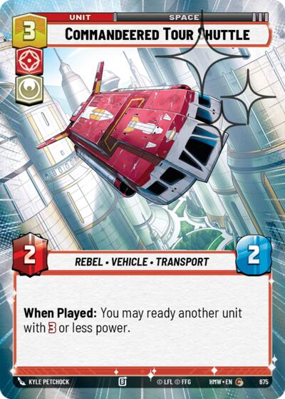 Commandeered Tour Shuttle (Hyperspace Foil) – Homeworlds #675 Star Wars: Unlimited card