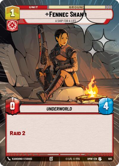 Fennec Shand - A Ship For A Life (Hyperspace Foil) – Homeworlds #685 Star Wars: Unlimited card