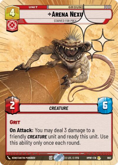 Arena Nexu - Starved for Prey (Hyperspace Foil) – Homeworlds #692 Star Wars: Unlimited card