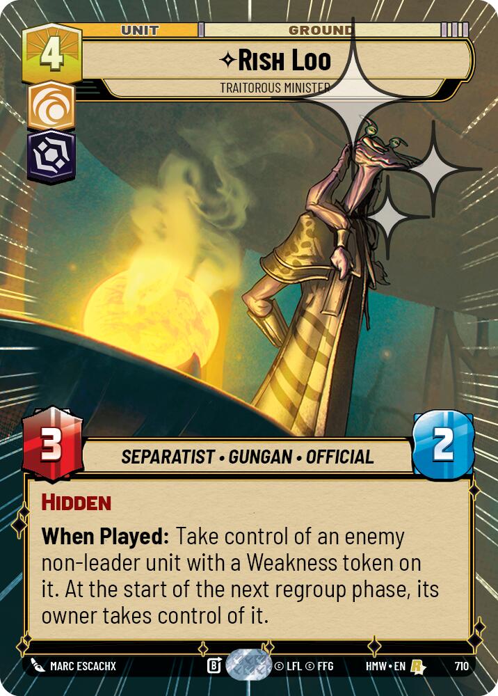 Rish Loo - Traitorous Minister (Hyperspace Foil) – Homeworlds #710 Star Wars: Unlimited card
