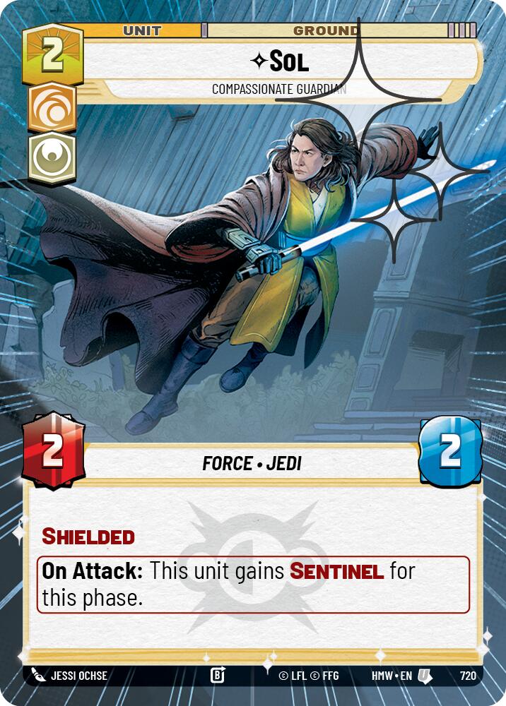 Sol - Compassionate Guardian (Hyperspace Foil) – Homeworlds #720 Star Wars: Unlimited card