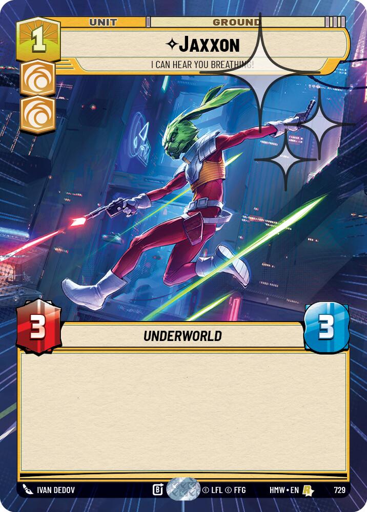 Jaxxon - I Can Hear You Breathing! (Hyperspace Foil) – Homeworlds #729 Star Wars: Unlimited card