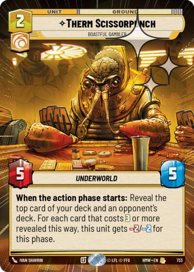 Therm Scissorpunch - Boastful Gambler (Hyperspace Foil) – Homeworlds #733 Star Wars: Unlimited card