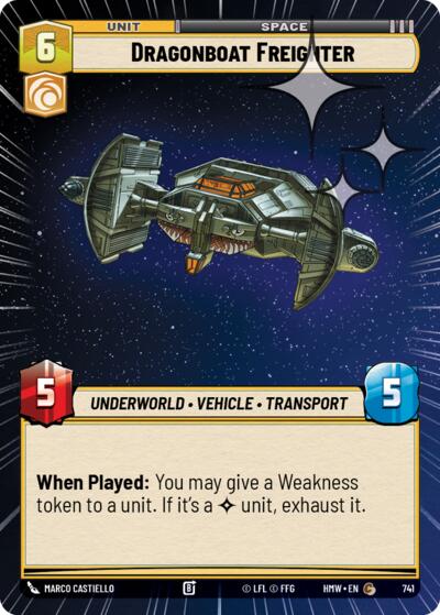 Dragonboat Freighter (Hyperspace Foil) – Homeworlds #741 Star Wars: Unlimited card