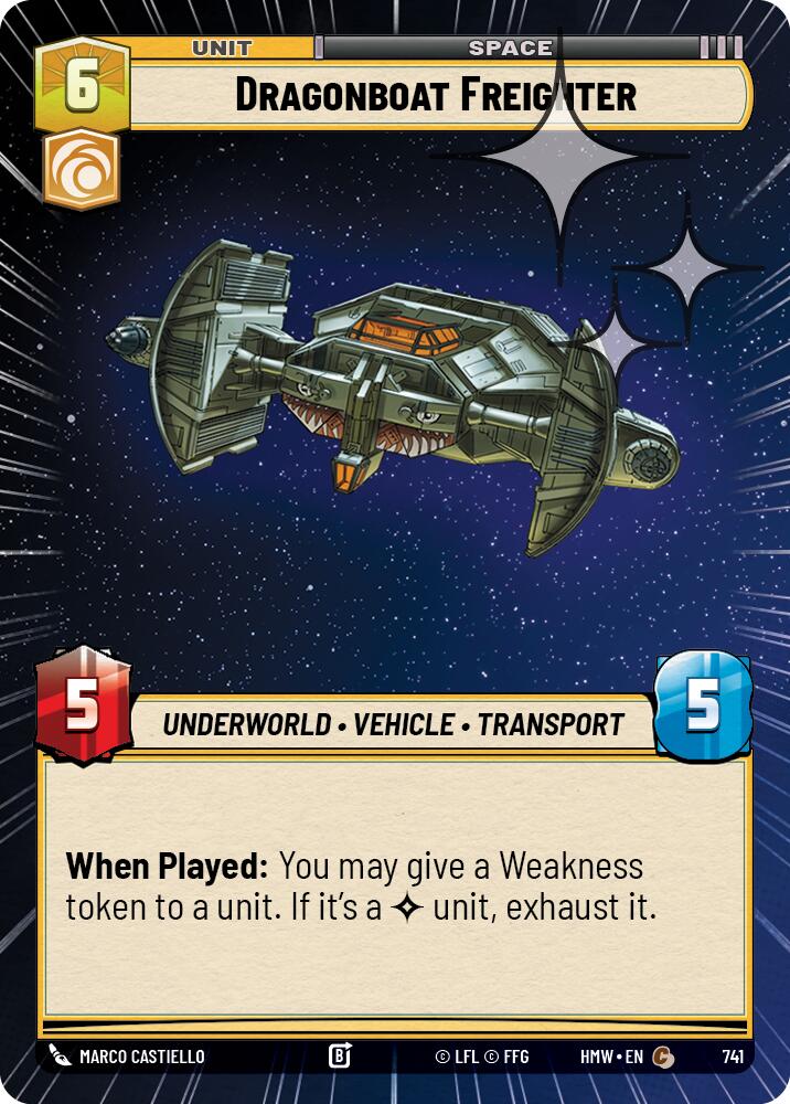 Dragonboat Freighter (Hyperspace Foil) – Homeworlds #741 Star Wars: Unlimited card