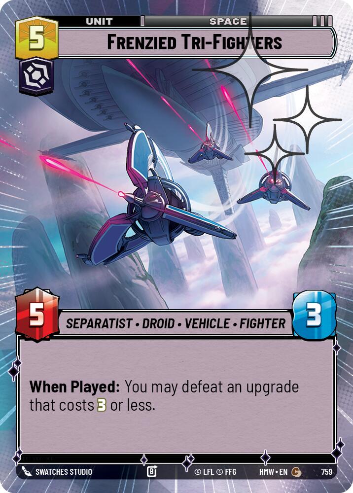 Frenzied Tri-Fighters (Hyperspace Foil) – Homeworlds #759 Star Wars: Unlimited card