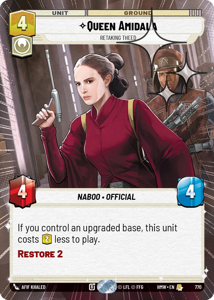 Queen Amidala - Retaking Theed (Hyperspace Foil) – Homeworlds #770 Star Wars: Unlimited card