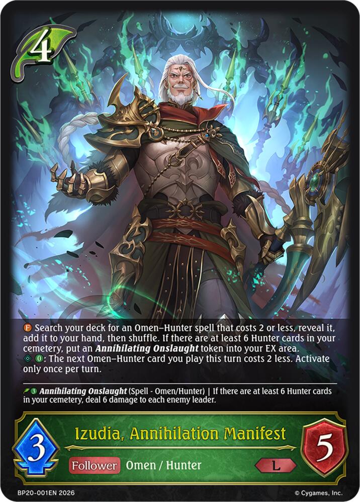 Izudia, Annihilation Manifest (BP20: Omens and Heirs) — Shadowverse: Evolve card