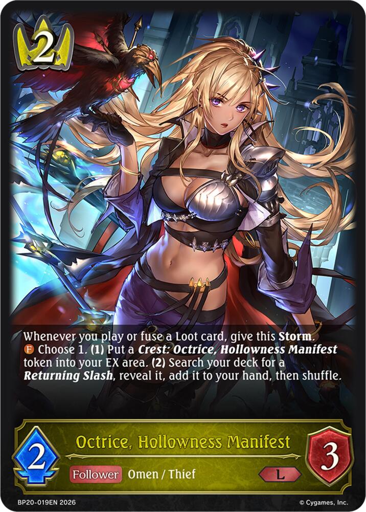Octrice, Hollowness Manifest (BP20: Omens and Heirs) — Shadowverse: Evolve card