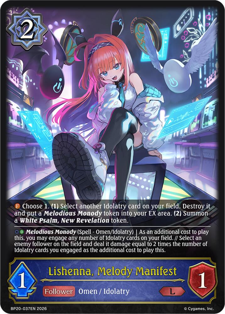 Lishenna, Melody Manifest (BP20: Omens and Heirs) — Shadowverse: Evolve card
