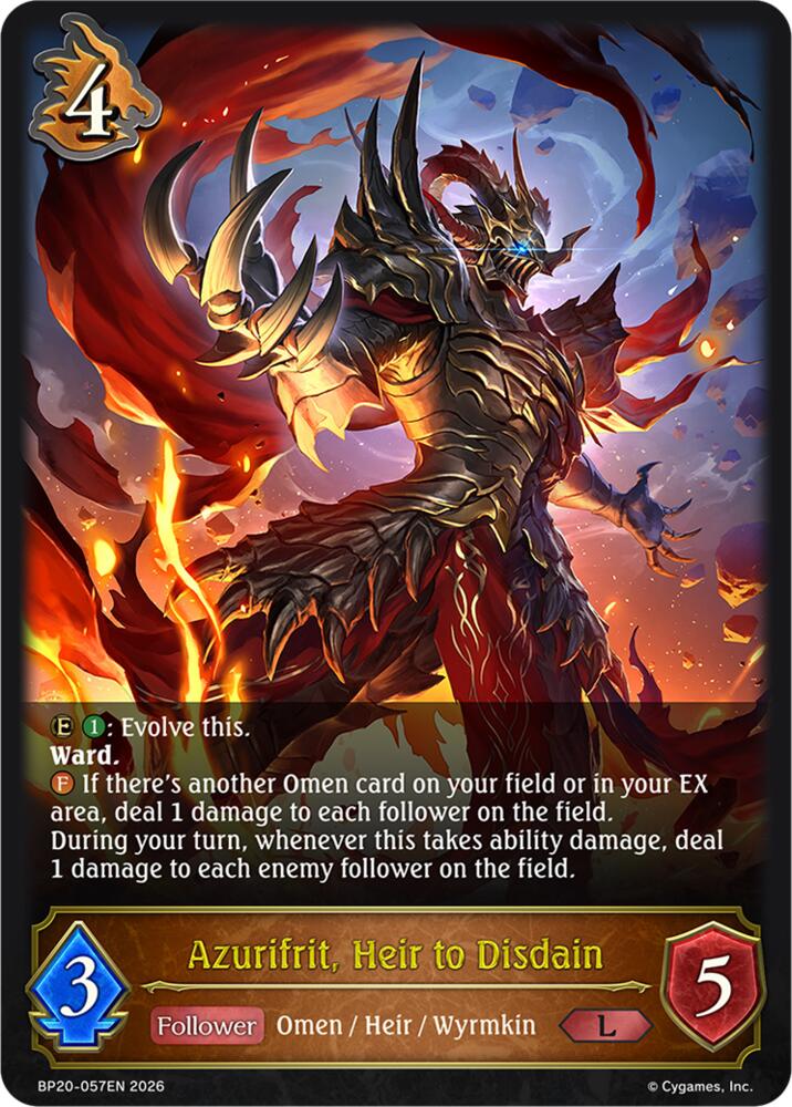 Azurifrit, Heir to Disdain (BP20: Omens and Heirs) — Shadowverse: Evolve card