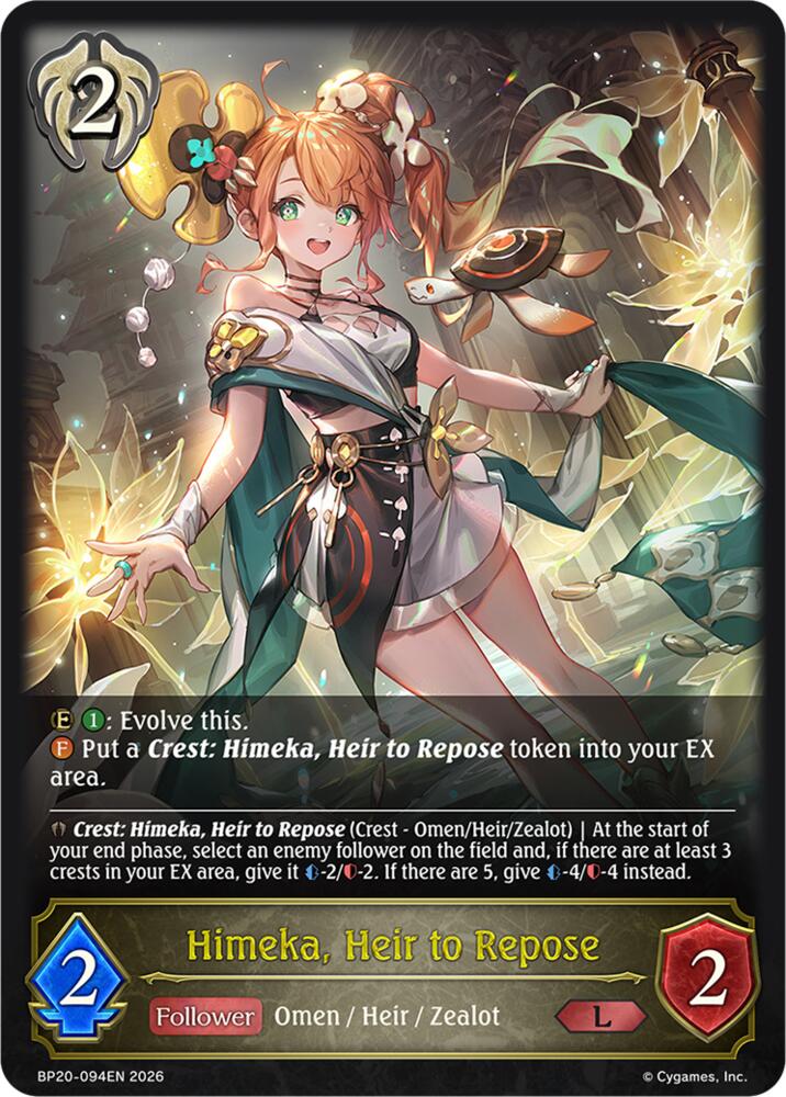 Himeka, Heir to Repose (BP20: Omens and Heirs) — Shadowverse: Evolve card