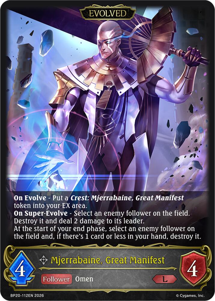 Mjerrabaine, Great Manifest (Evolved) (BP20: Omens and Heirs) — Shadowverse: Evolve card