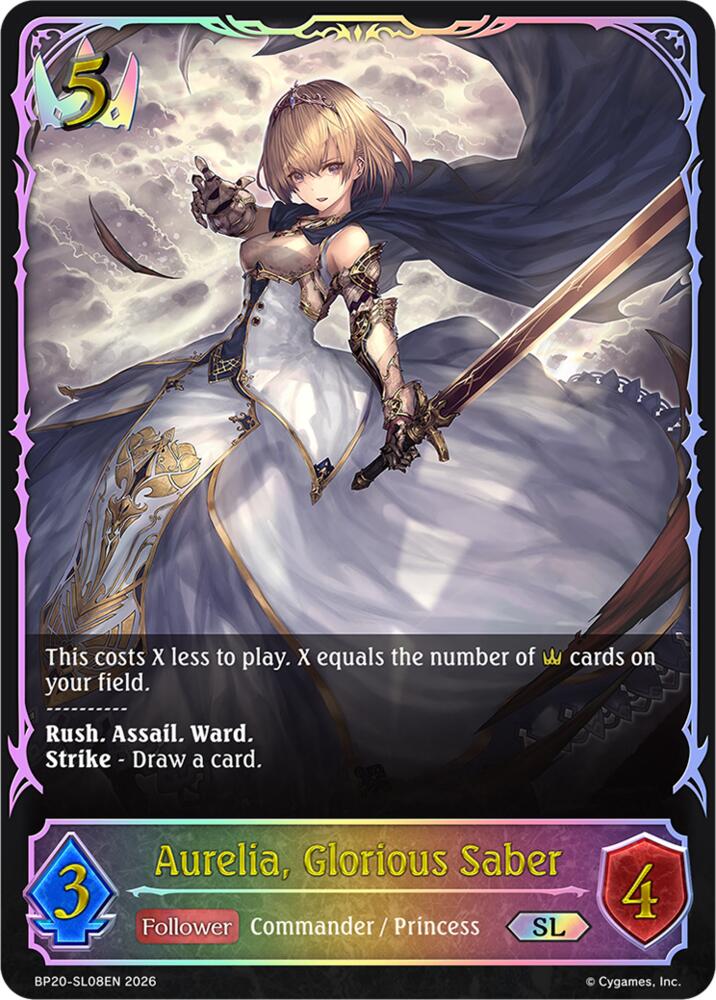 Aurelia, Glorious Saber (BP20: Omens and Heirs) — Shadowverse: Evolve card