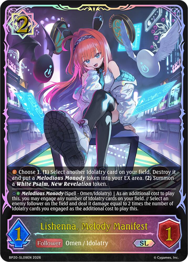 Lishenna, Melody Manifest (BP20: Omens and Heirs) — Shadowverse: Evolve card