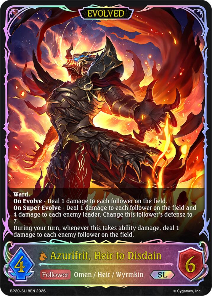 Azurifrit, Heir to Disdain (Evolved) (BP20: Omens and Heirs) — Shadowverse: Evolve card