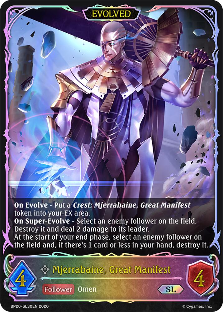 Mjerrabaine, Great Manifest (Evolved) (BP20: Omens and Heirs) — Shadowverse: Evolve card