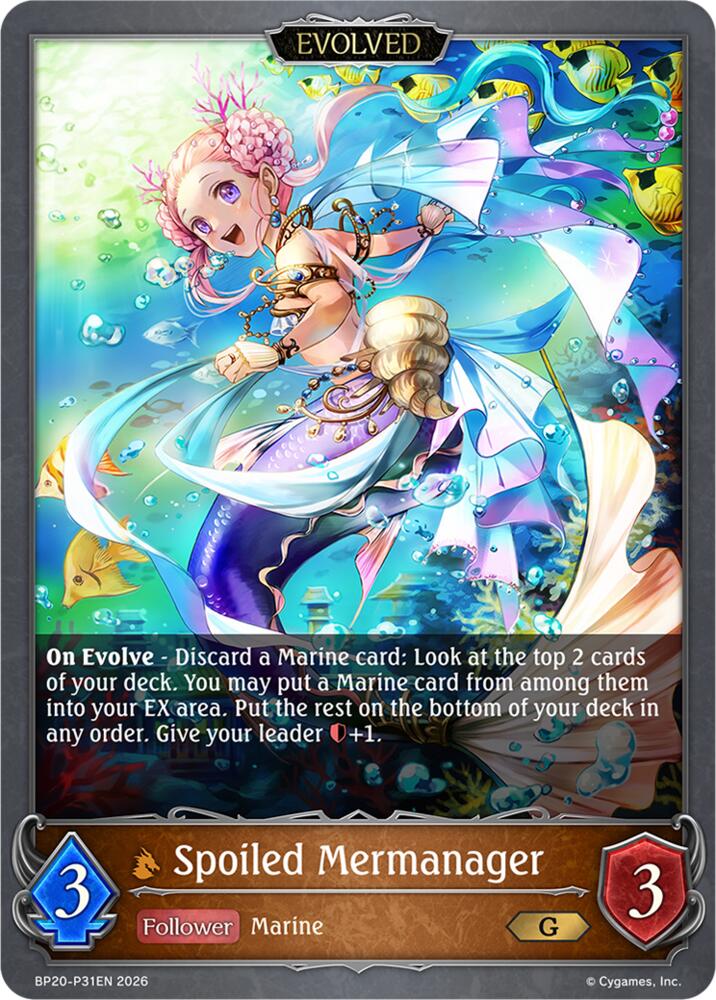 Spoiled Mermanager (Evolved) (BP20: Omens and Heirs) — Shadowverse: Evolve card