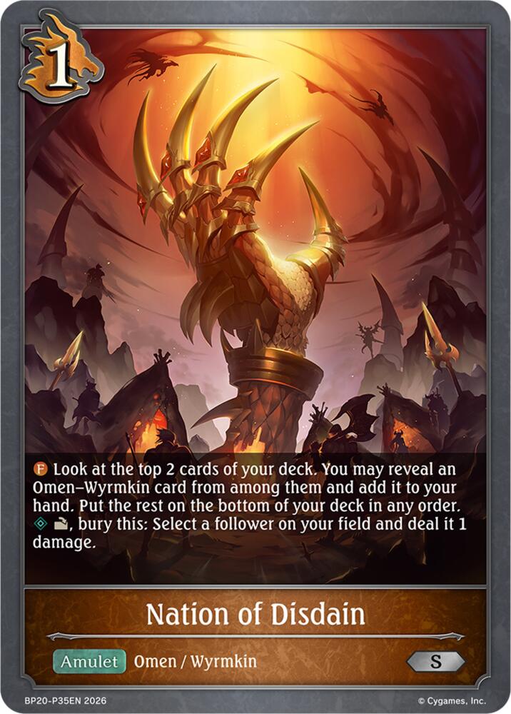 Nation of Disdain (BP20: Omens and Heirs) — Shadowverse: Evolve card