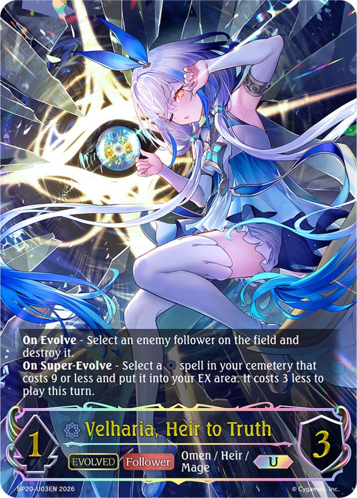 Velharia, Heir to Truth (Evolved) (BP20: Omens and Heirs) — Shadowverse: Evolve card