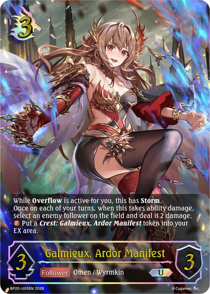 Galmieux, Ardor Manifest (BP20: Omens and Heirs) — Shadowverse: Evolve card