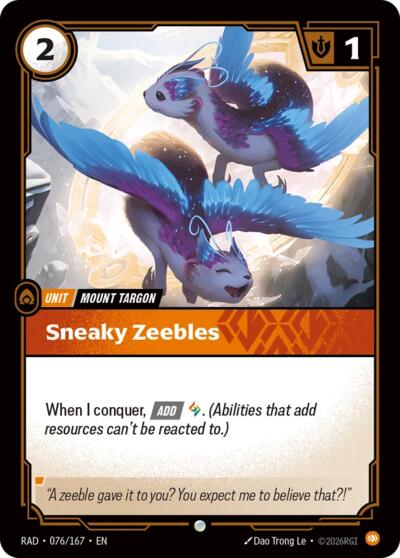 Sneaky Zeebles Radiance card price