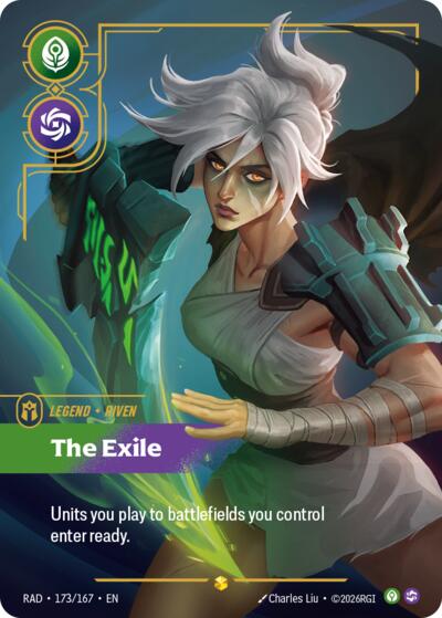 Riven, The Exile (Overnumbered) (173/167), Radiance — Riftbound card price