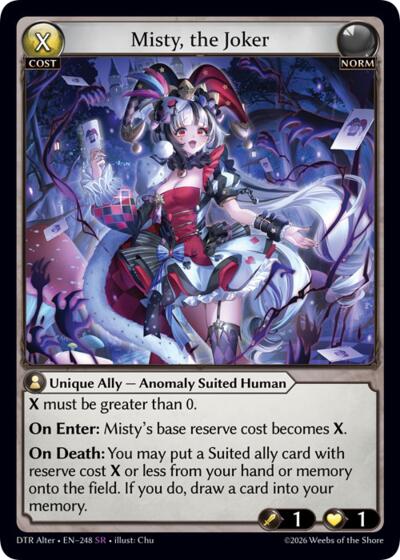 Misty, the Joker (248), Distorted Reflections Alter Edition — Grand Archive card price