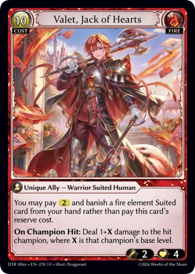 Valet, Jack of Hearts (278), Distorted Reflections Alter Edition — Grand Archive card price
