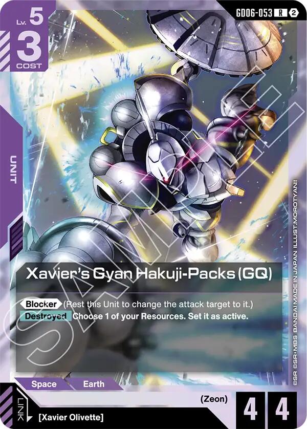 Xavier's Gyan Hakuji-Packs (GQ) (Stardust Trails) — Gundam Card Game card