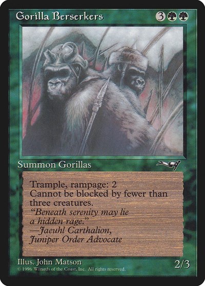 Gorilla Berserkers (Closed Mouth) from ALL #93b, Magic: The Gathering card