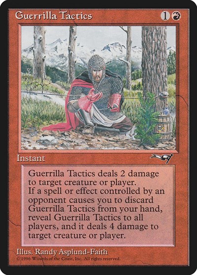 Guerrilla Tactics (Kneeling Knight) from ALL #74a, Magic: The Gathering card