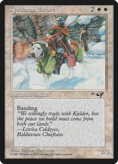 Kjeldoran Escort (Green Blanketed Dog) from ALL #7a, Magic: The Gathering card