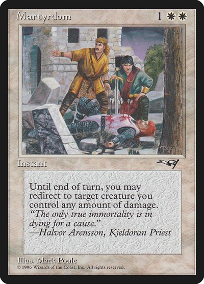 Martyrdom (Wounded on Ground) from ALL #10b, Magic: The Gathering card