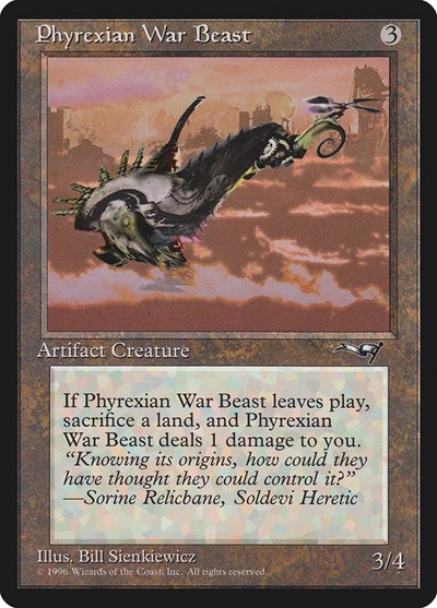 Phyrexian War Beast (Facing Right) from ALL #127b, Magic: The Gathering card